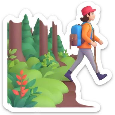 adventurer walking through a magical forest sticker