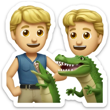 exited Steve Irwin boxing a crocodile sticker