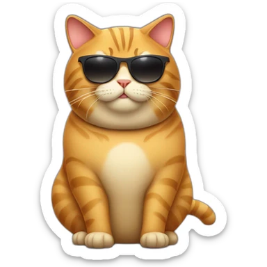fat cat with sunglass full body  sticker