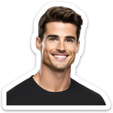 Mason mount Cristiano Ronaldo Matt Bomer 30 year old Silicon Valley product designer smiling with stubble and mustache in a black tshirt with broad shoulders profile photo sticker