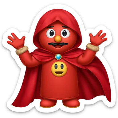 Generate  emoji of elmo wearing a cape with the cape flapping in the wind sticker