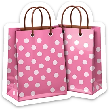 pink and brown polka dot shopping bags sticker