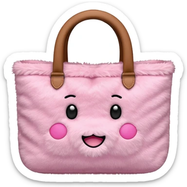 pink plush tote bag  sticker