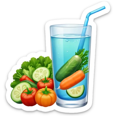 A healthy meal with a glass of water sticker