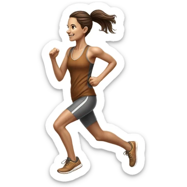 Full length hyperrealistic pencil drawing of athletic girl with brown hair doing cardio left sticker