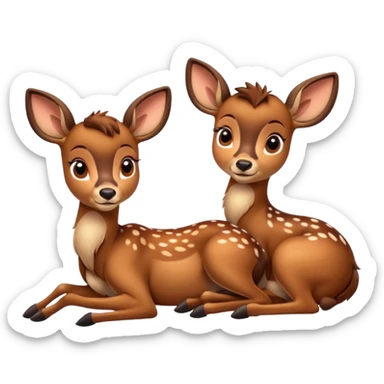two Bambi deer are lying down sticker