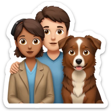 Couple with brown Aussie dog sticker