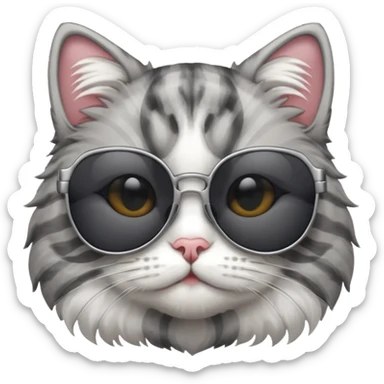 cat wearing sunglasses, simple, cute sticker