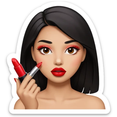 Baddie applying lipstick sticker