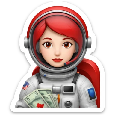 woman, Money astronaut, red and black design sticker