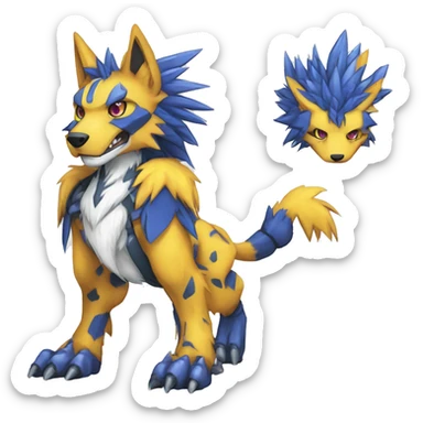  Cool Edgy Digimon-Fakemon-Garurumon-Loogamon-Dorulumon-Wolf with edgy markings full body sticker