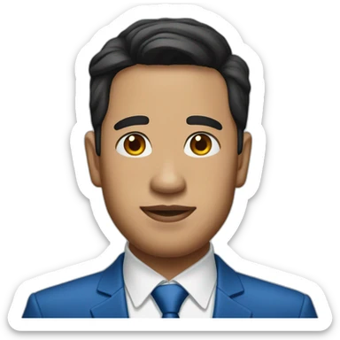 Pilipino man with a diamond earring and a blue suit and tie sticker