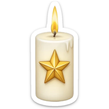 white candle with a golden star sticker