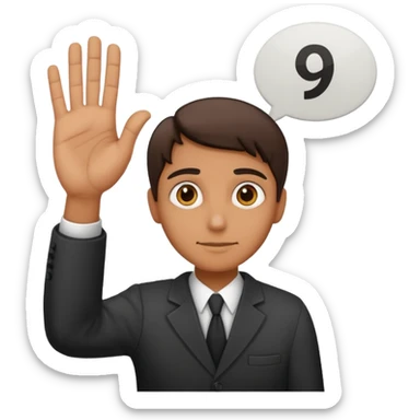 jury character holding out their hand with a sign that says 9 sticker