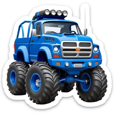 Bigfoot - Bigfoot 4x4 (Model Year: 2022) (Iconic colour: Blue) - An oversized, rugged monster truck with bold, aggressive lines painted in a striking blue. Focus on massive, rugged tires and a muscular chassis that exudes raw power and an urban legend feel. sticker