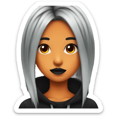 Emo girl with orange and black split dyed hair and nose piercing  sticker