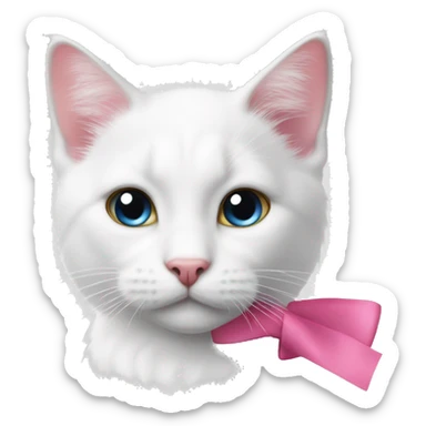 weisse katze mit pinke schleife sticker