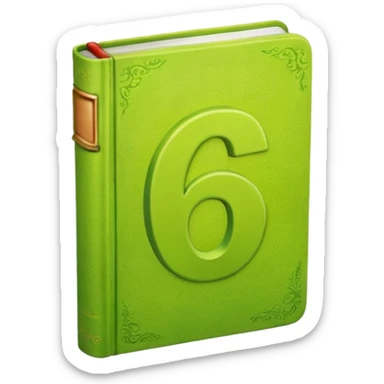 Lime green book with a number "6" in the cover sticker