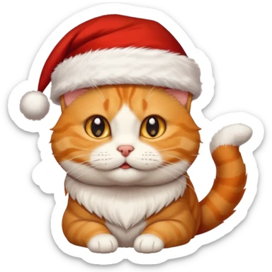 Make me a orange tabby cat with a white chin and a bit of white on the end of his tail and  a Santa hat that looks like 🐱 emoji with no beard  sticker