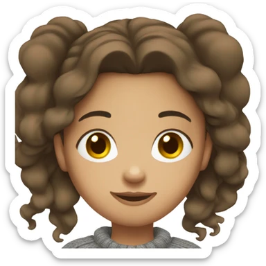 winter, christmas, hispanic, long brown hair, girl, brown eyes, child, full body, grey sweater sticker