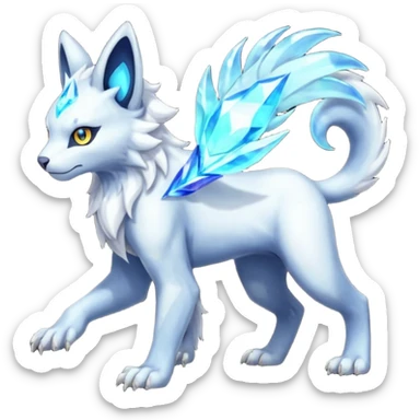 Aquatic boreal boreal-lupus-Lunaray-Manectric-Absol-Luxray-Bobcat-Fakémon-fusion-animal-creature, full body  sticker