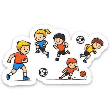 children playing sports sticker