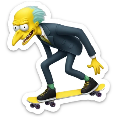 mr burns dressed as a skater sticker