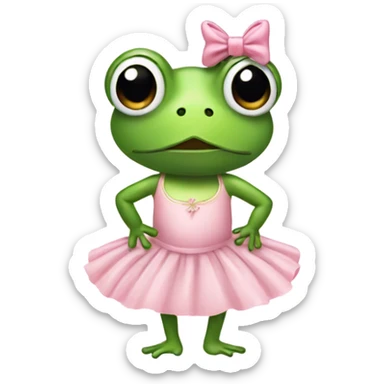 Frog with ballerina dress and bow sticker