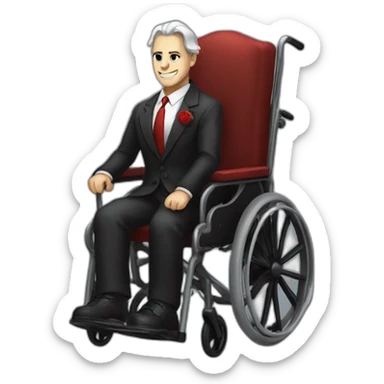 charismatic satan with a suit on a wheelchair sticker