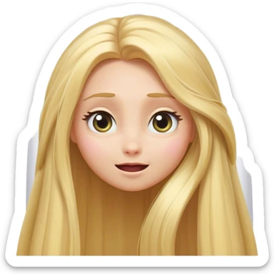 Cinematic Adorable Rapunzel Portrait Emoji, Playfully peeking out from behind a curtain of hair, big sparkling eyes, cheeks flushed with excitement, exuding charm and innocence, an absolute delight! sticker