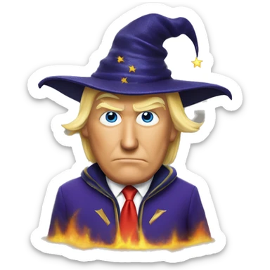 donald trump with a sorcerer hat sticker
