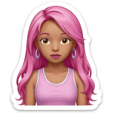 Ice Spice, Rapper (b.2000) with long ginger hair, pink hair sticker