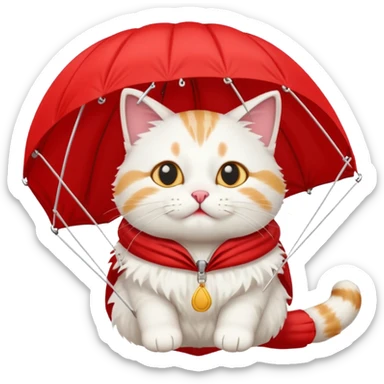 runny nose cat with red parachute sticker