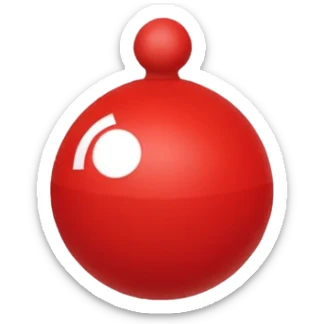 🔴 Parte de cima: vermelha, lisa e brilhante
⚪ Parte de baixo: branca
➖ No meio: uma faixa preta horizontal que divide a bola ao meio
⚪ No centro da faixa: um botão redondo branco (ou cinza claro), que parece um pequeno círculo
Formato: ⚪ Bola perfeitamente redonda sticker