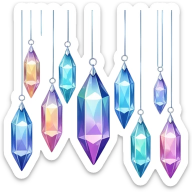 Iridescent big giant glistening glossy sparkly shiny glittery hanging crystals decorations sticker