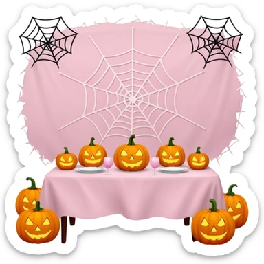 pastel pink halloween table setup sticker