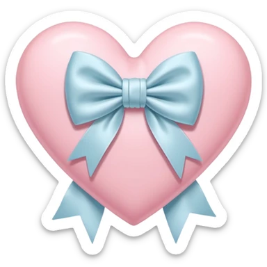 Pastel pink heart with white bow sticker