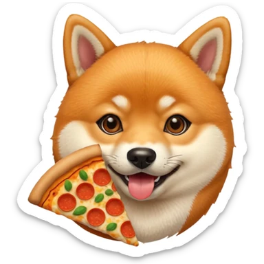 cute shiba inu eating pizza sticker