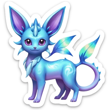 Shiny Nebulae Espeon-Lumineon-Vaporeon-Glaceon-Dragonair-Fakémon-hybrid-creature (full body)  sticker