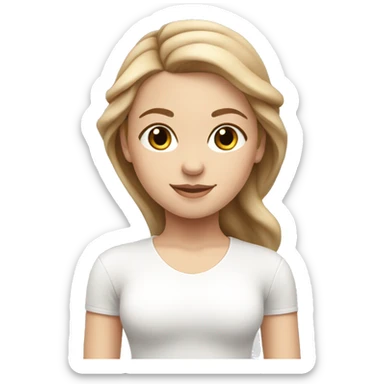 White beauty girl with light brown hair Pilates poses  sticker