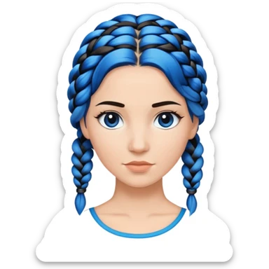 nữ, tóc tết lọn xanh lọn đen sticker