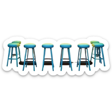 A 3D cartoon bar interior with a counter, glowing shelves of colorful bottles, tall stools, and hanging lights, warm ambient lighting, realistic reflections, Memoji-style. Photo Frame. Negative : Transparent. sticker