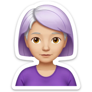 older pregnant woman with short white hair, purple shirt, medium color skin sticker