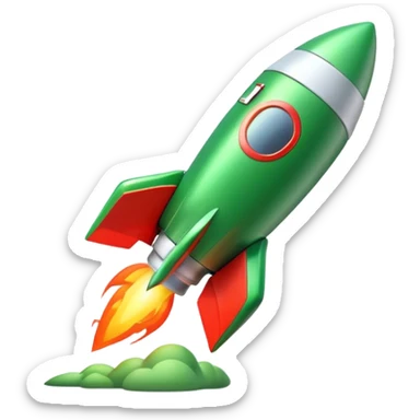 cinematic realistic 3d green Rocket signboard sticker