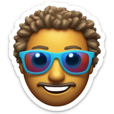 sporty sun, with sporty sunglasses, 80s style sticker