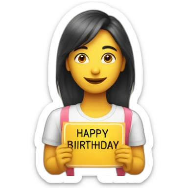 Person holding a sign that says “Happy Birthday Priya” sticker