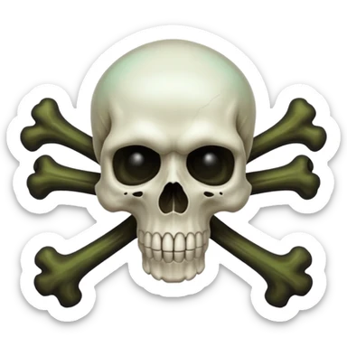 a poisonous cloud of gas, dark swamp color, with an image of a skull and two crossed bones behind the skull sticker