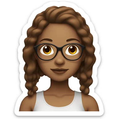 Yoga girl with glasses light skin dark brown hair with ginger ends sticker