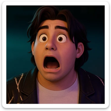 Change the expression of the character to surprised with wide eyes and open mouth, keeping the style and character the same. Only modify the eyes and mouth to reflect surprise. sticker