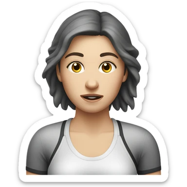 white brunette woman who does pilates and is sore but has to play kickball tomorrow and is scared about it sticker